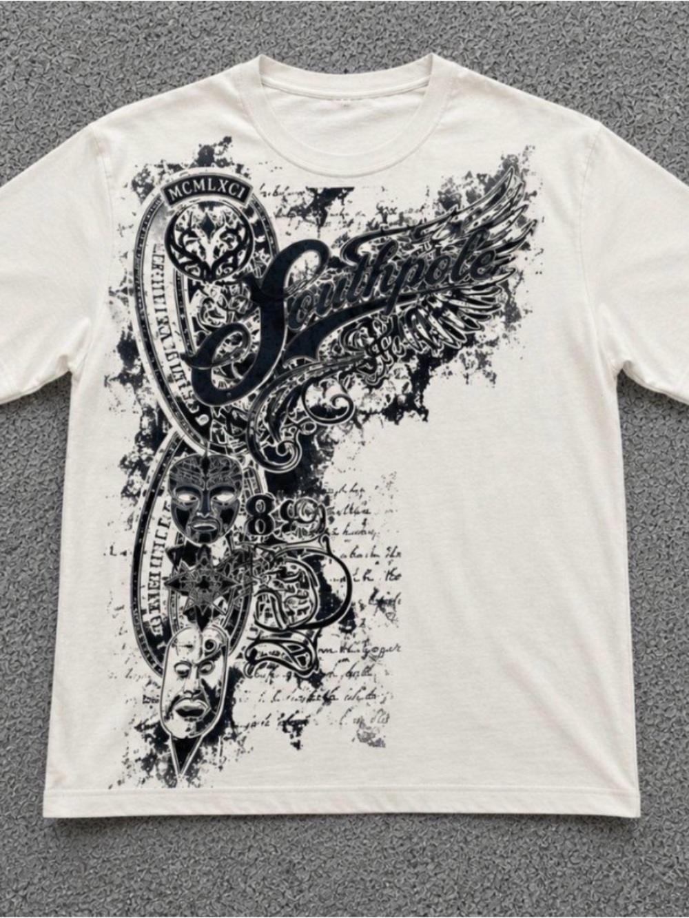 Southpole Men’s Cream Graphic Tattoo Print T-Shirt